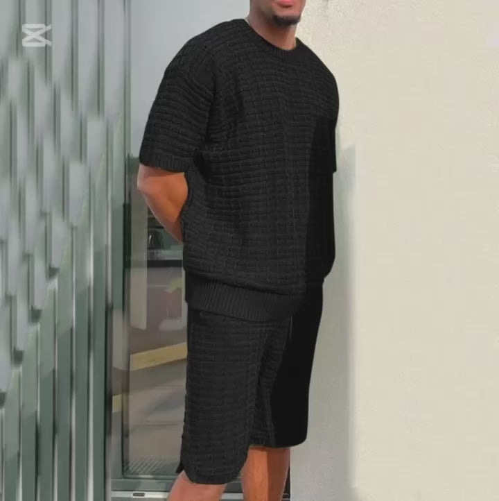 Conjunto de Verano para Hombre – Estilo Casual de Dos Piezas (Camisa Holgada y Pantalones Cortos)
